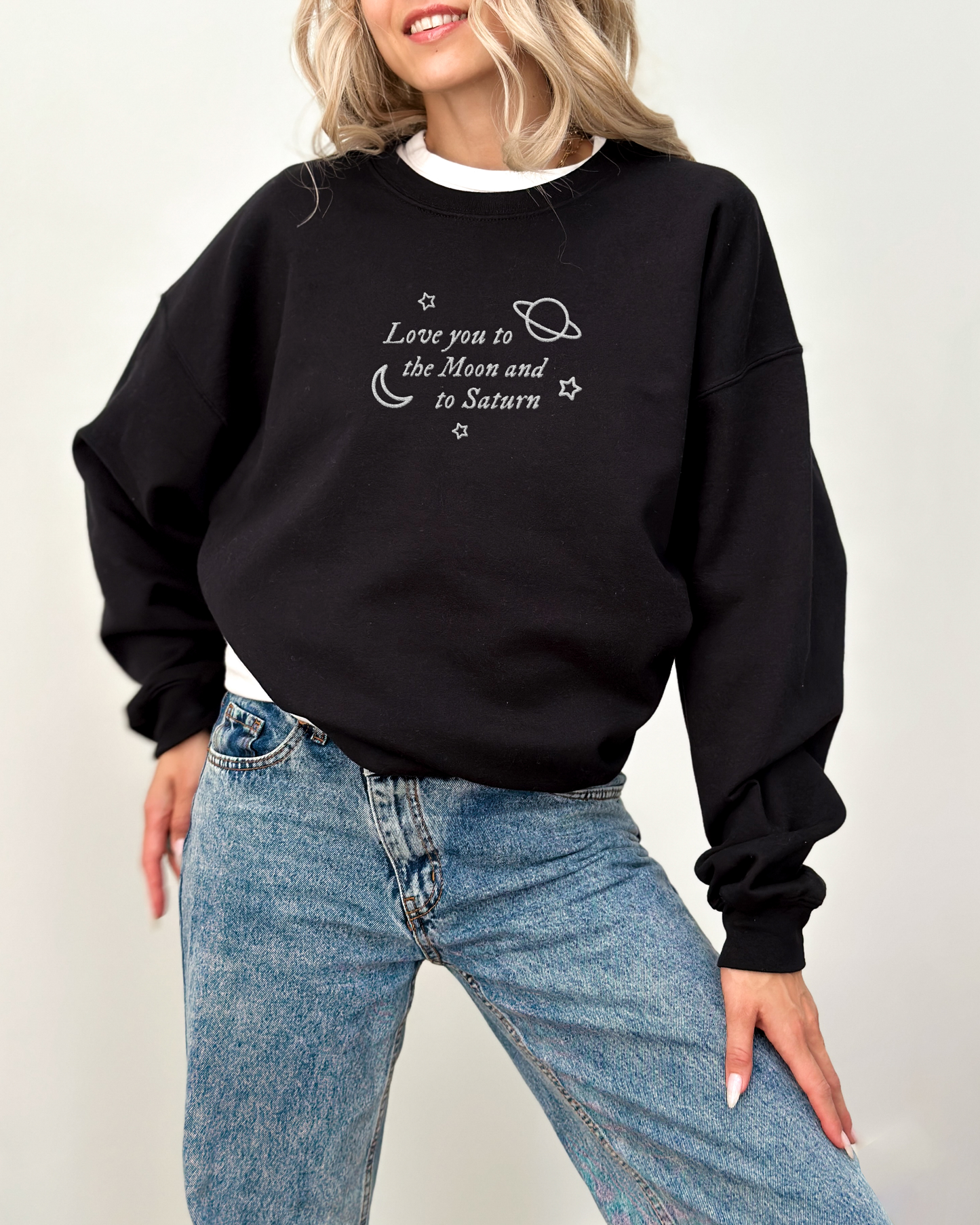 Love You to the Moon & Saturn Embroidered Sweatshirt