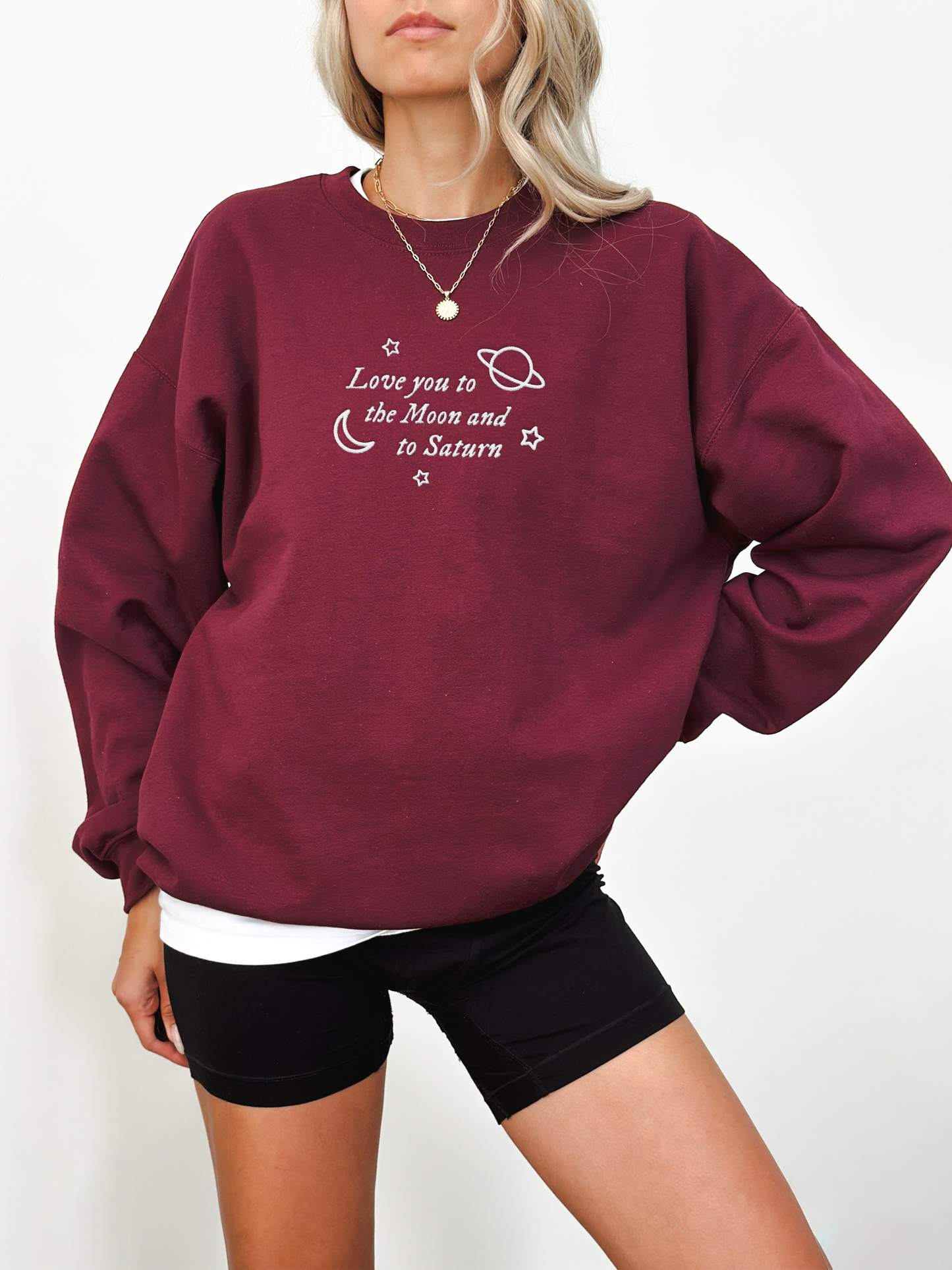 Love You to the Moon & Saturn Embroidered Sweatshirt