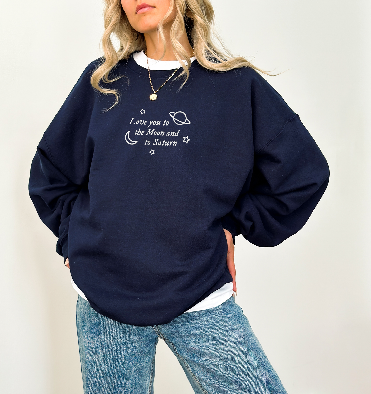 Love You to the Moon & Saturn Embroidered Sweatshirt