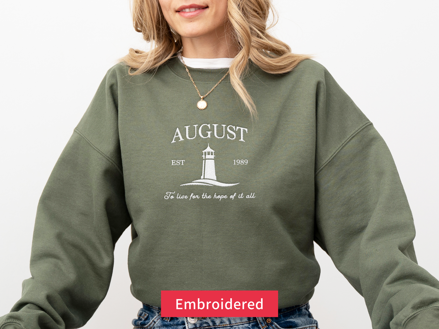 Taylor Swift August Embroidered Crewneck